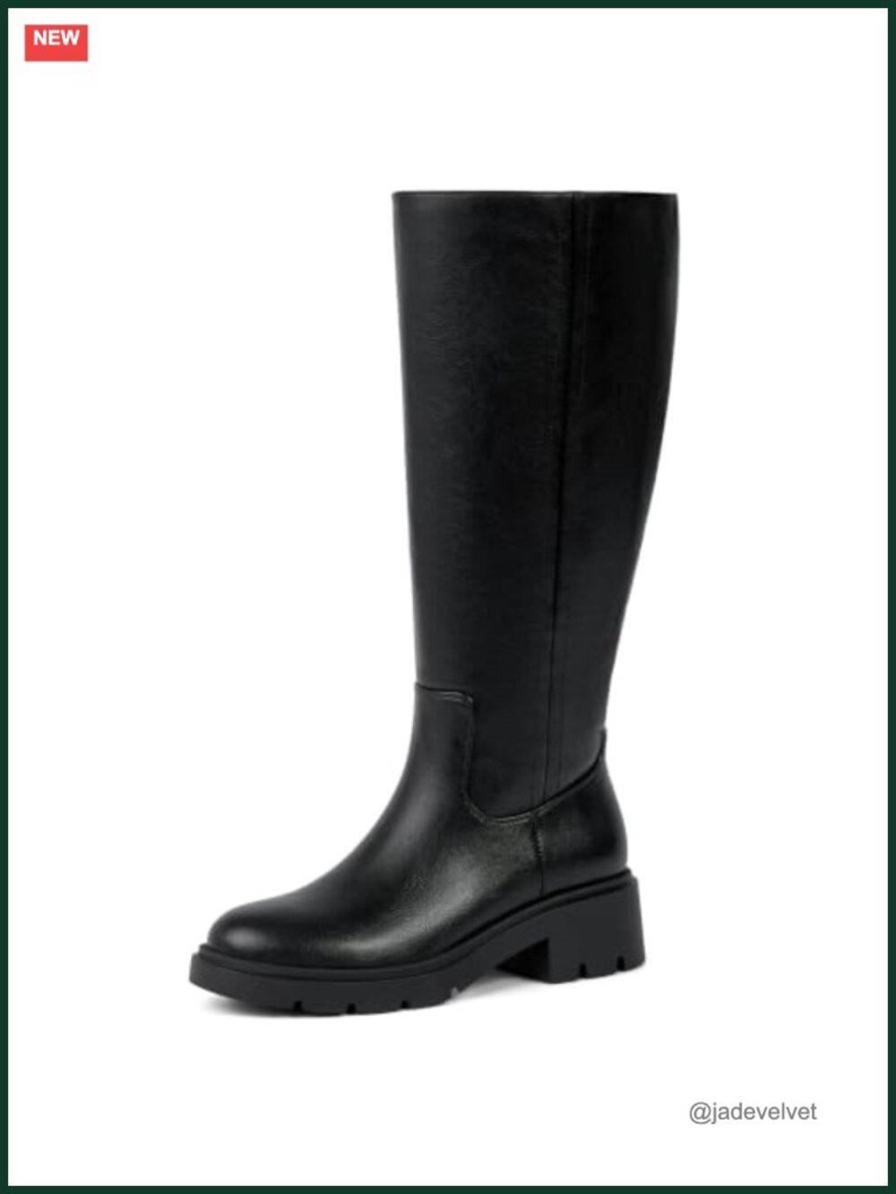 Faux Leather Round Toe Knee High Riding Boots
